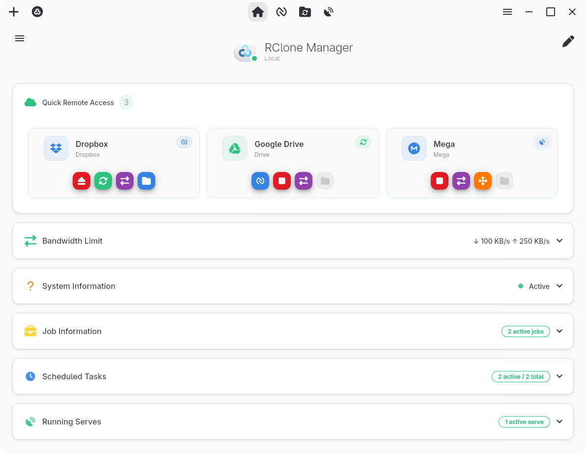 Rclone Manager 界面